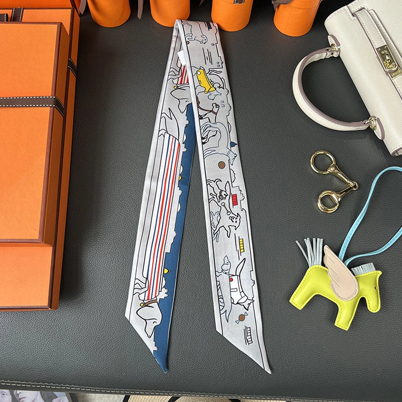 Audingull 100% Silk Skinny Scarf