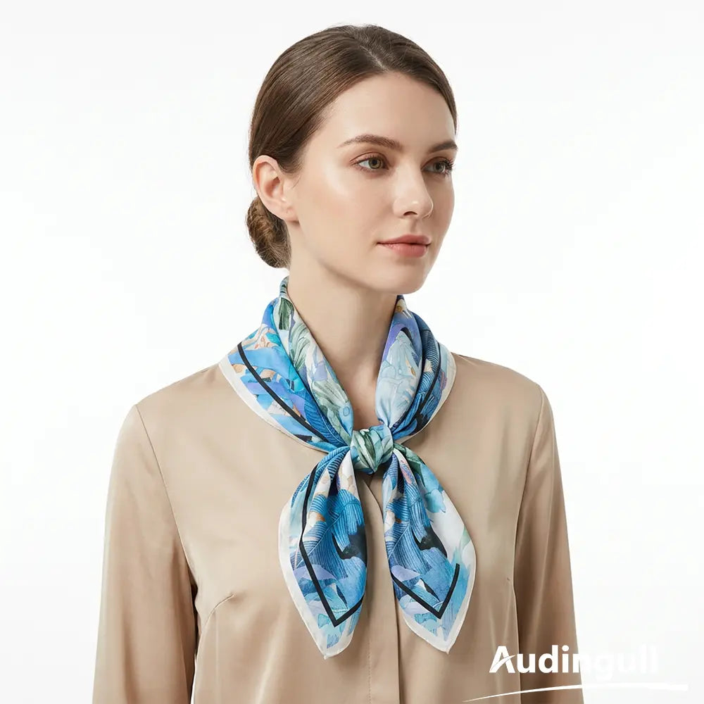 Audingull Elegant Printed 100% Silk Scarf for Women