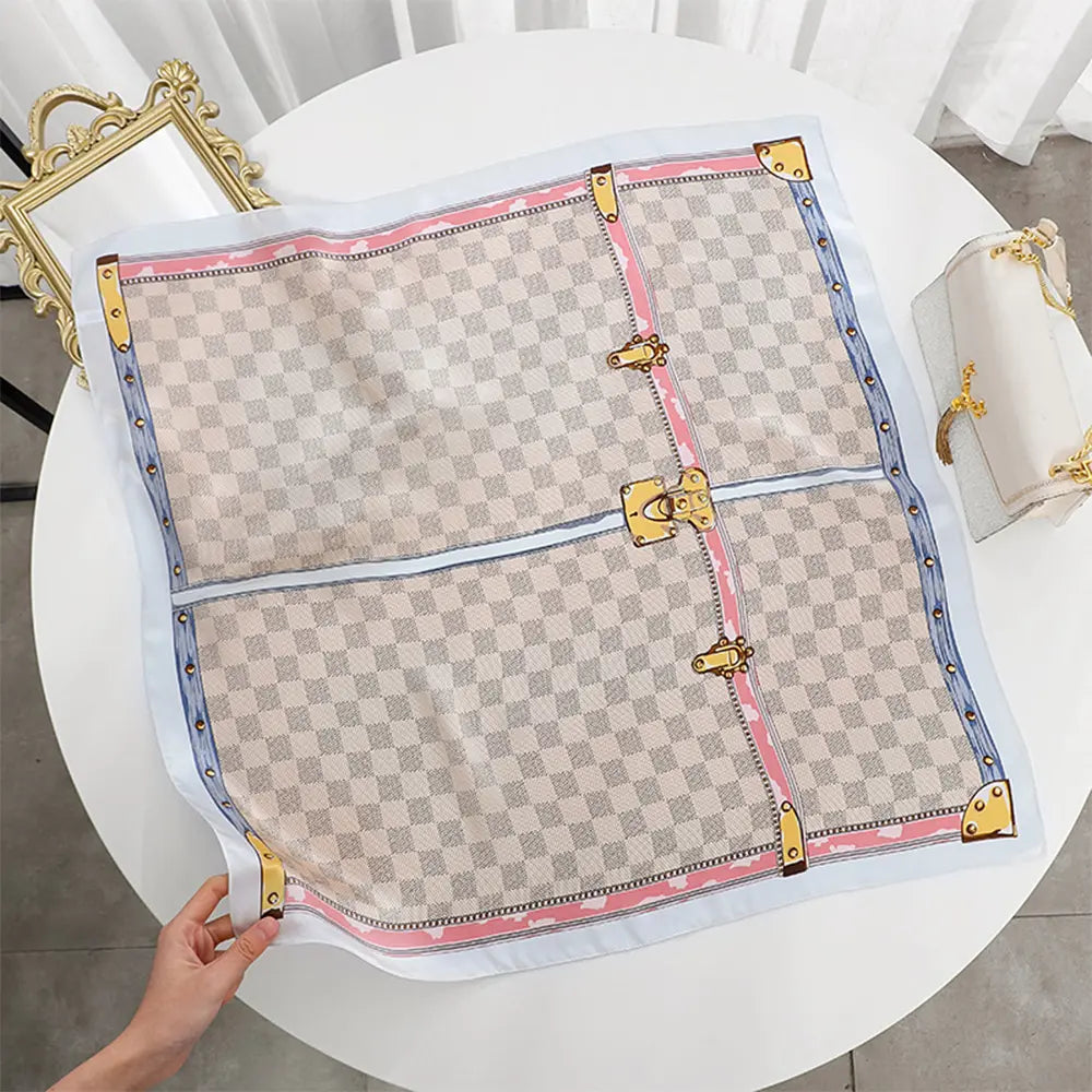 Audingull Elegant Printed 100% Silk Scarf for Women