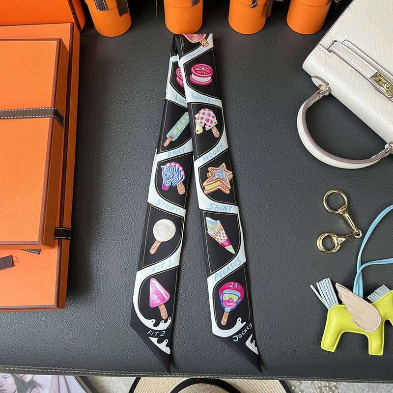 Audingull 100% Silk Skinny Scarf