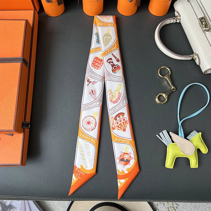 Audingull 100% Silk Skinny Scarf