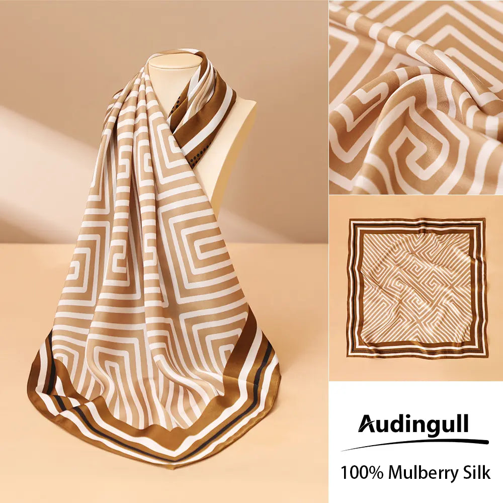 Audingull 100% Mulberry Silk Square Scarf