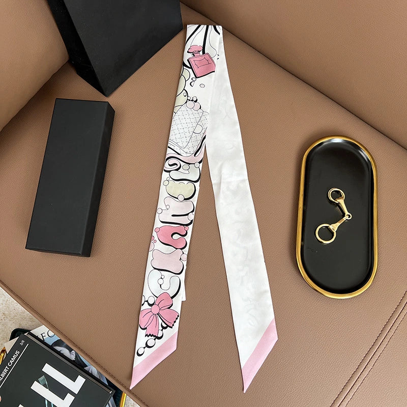 Audingull Stylish 100% Silk Skinny Scarf for Hair or Bag