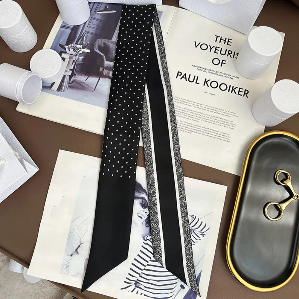 Audingull 100% Silk Skinny Long Scarf