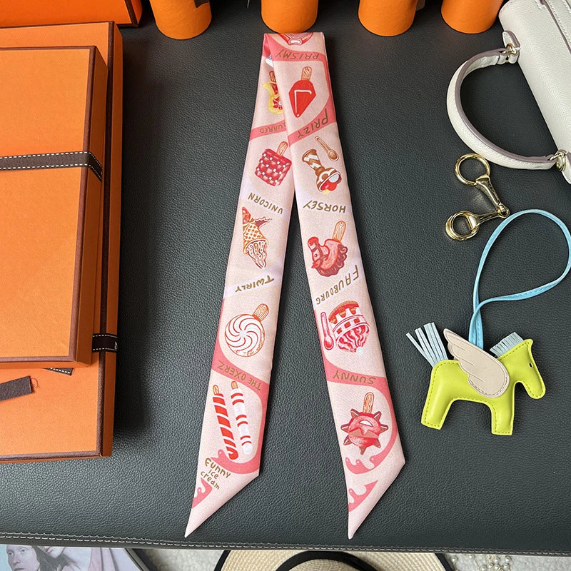 Audingull 100% Silk Skinny Scarf