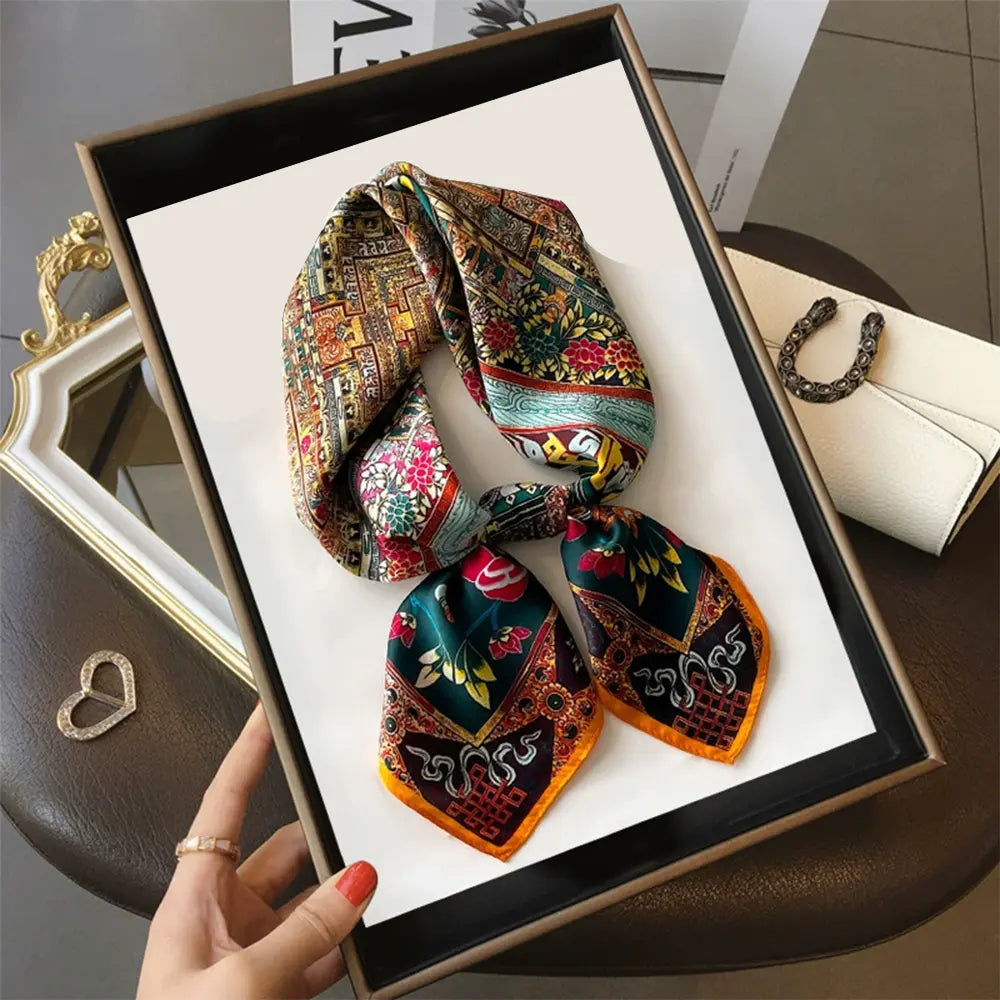 Audingull Printed 100% Silk Scarf for Women Accessories