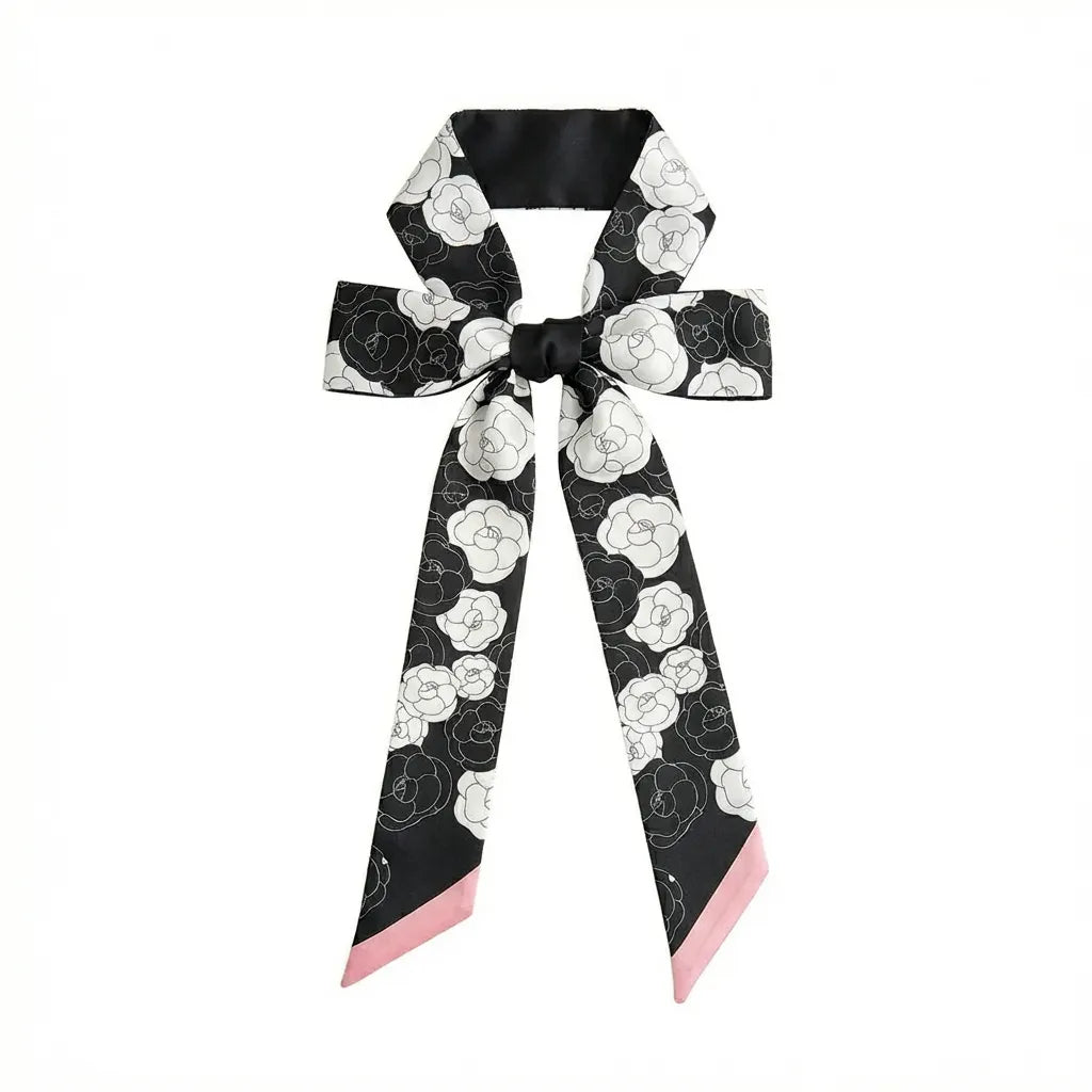 Audingull 100% Silk Skinny Scarf for Women Hair Neck or Bag