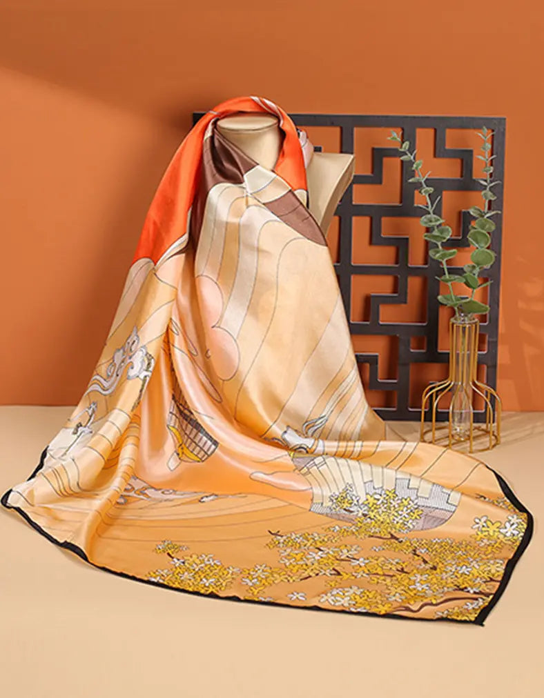 Audingull Women's Square 100% Silk Scarf Lightweight and Comfortable