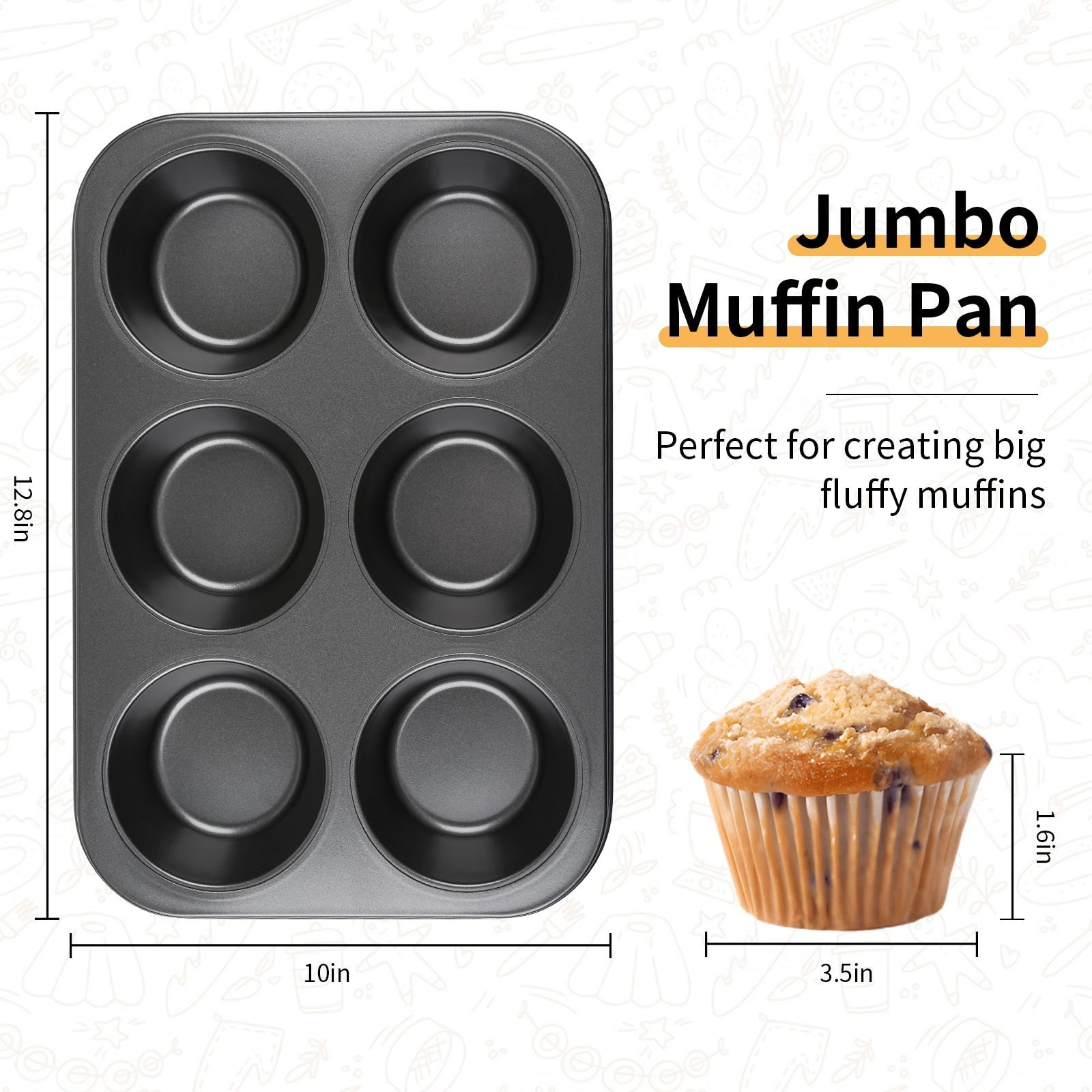 Audingull Jumbo Muffin Pan 6-Cups Cupcake Pan