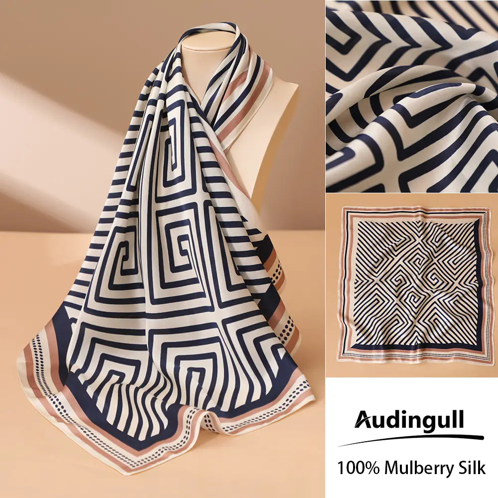 Audingull 100% Mulberry Silk Square Scarf