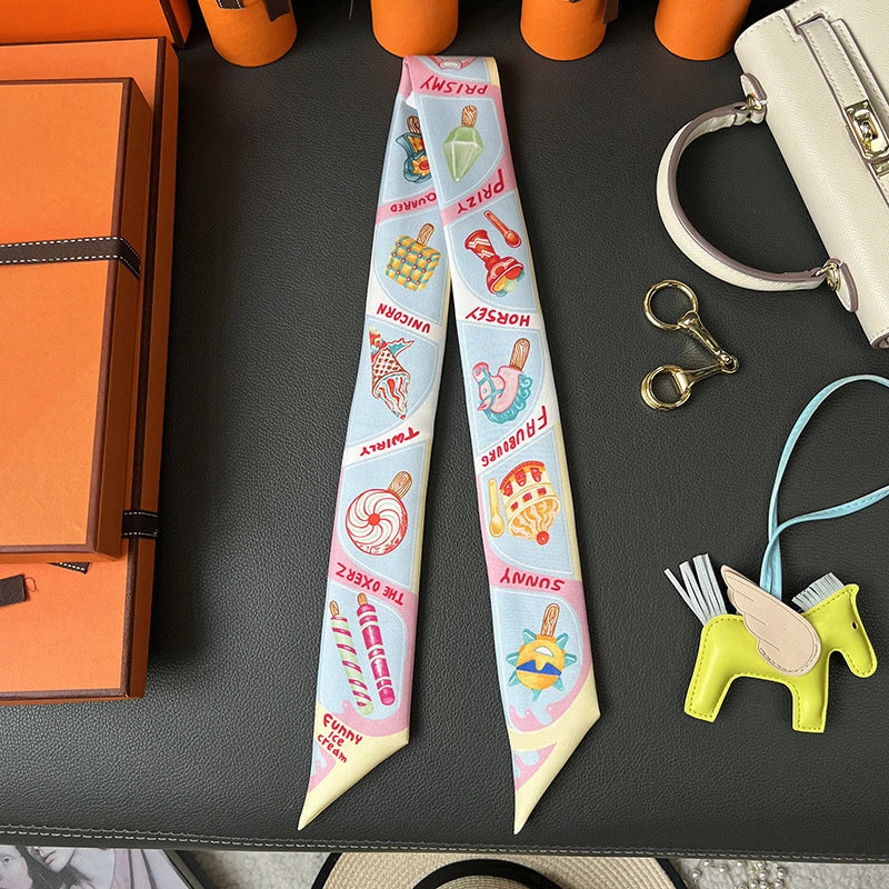 Audingull 100% Silk Skinny Scarf