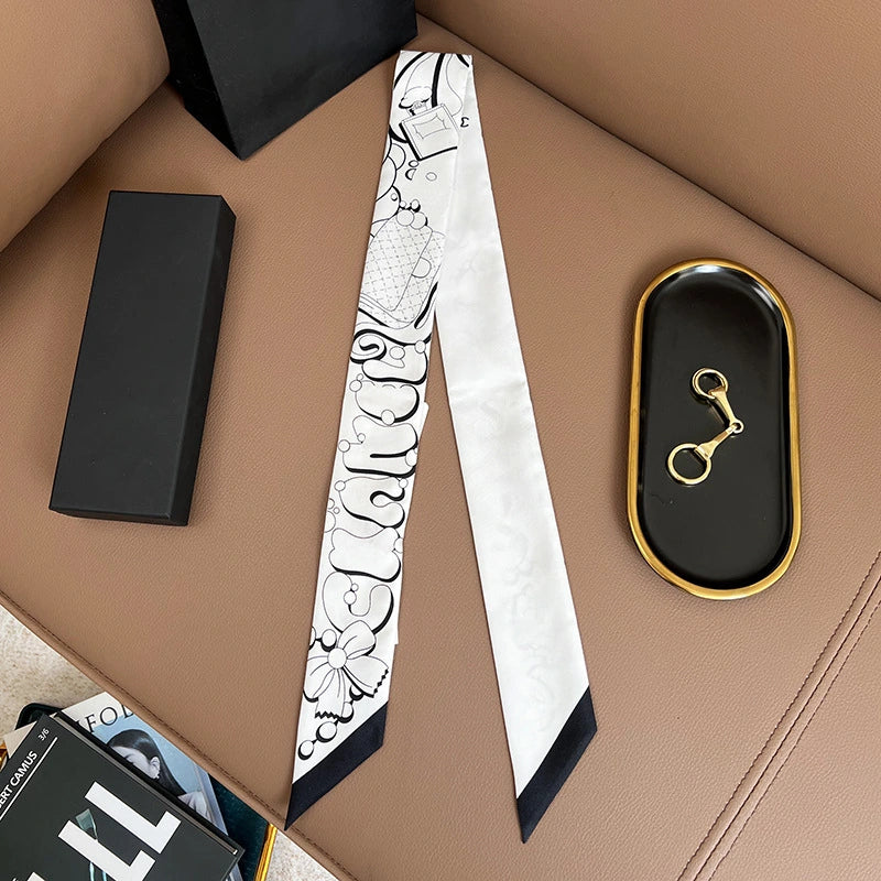 Audingull 100% Mulberry Silk Skinny Scarf