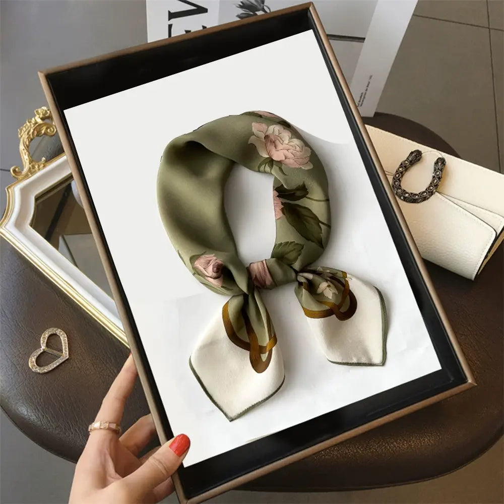 Audingull Printed 100% Silk Scarf for Women Accessories