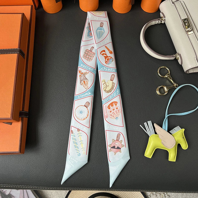 Audingull 100% Silk Skinny Scarf