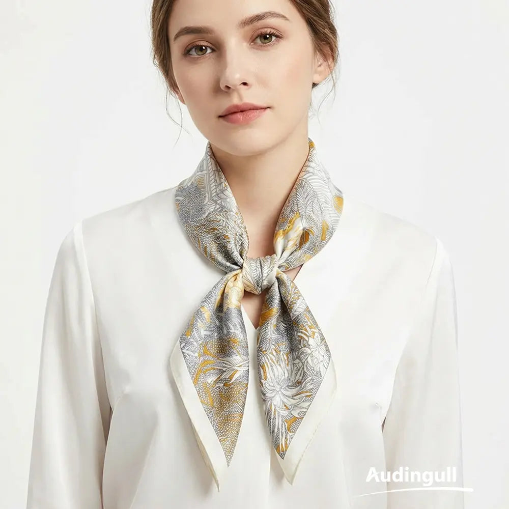 Audingull Printed 100% Silk Scarf for Women Accessories