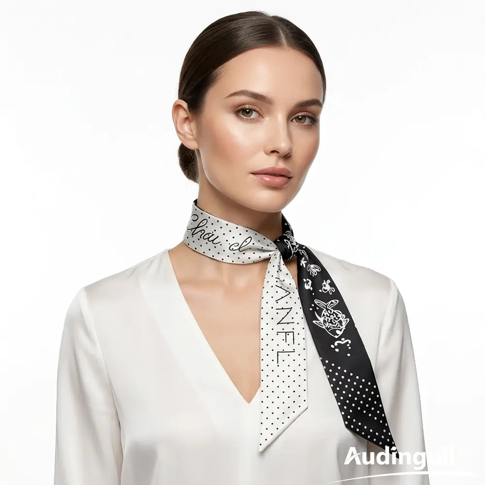 Audingull Stylish 100% Silk Skinny Scarf for Hair or Bag