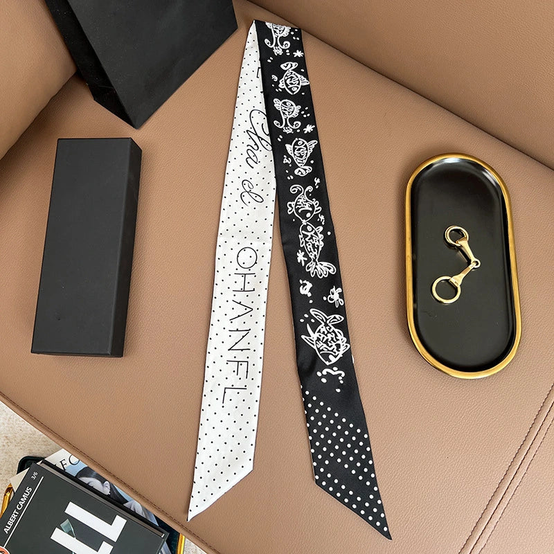 Audingull Stylish 100% Silk Skinny Scarf for Hair or Bag