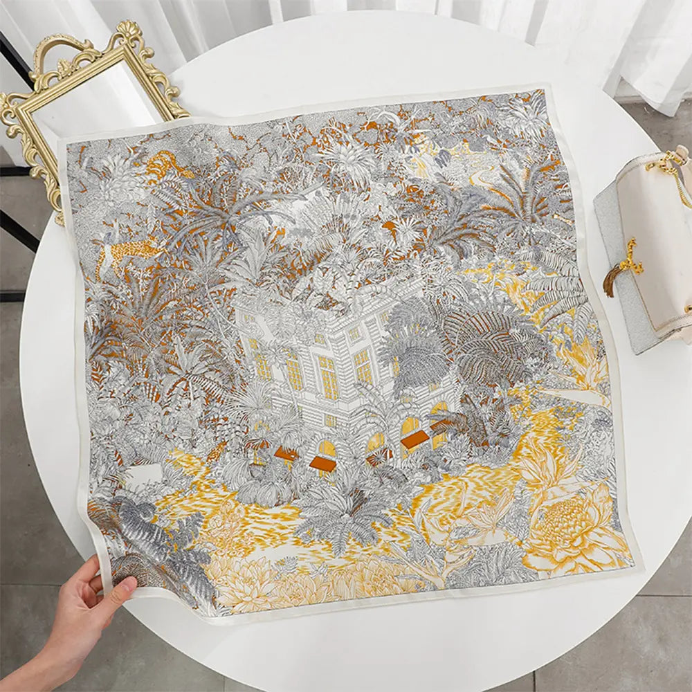 Audingull 100% Mulberry Silk Square Scarf