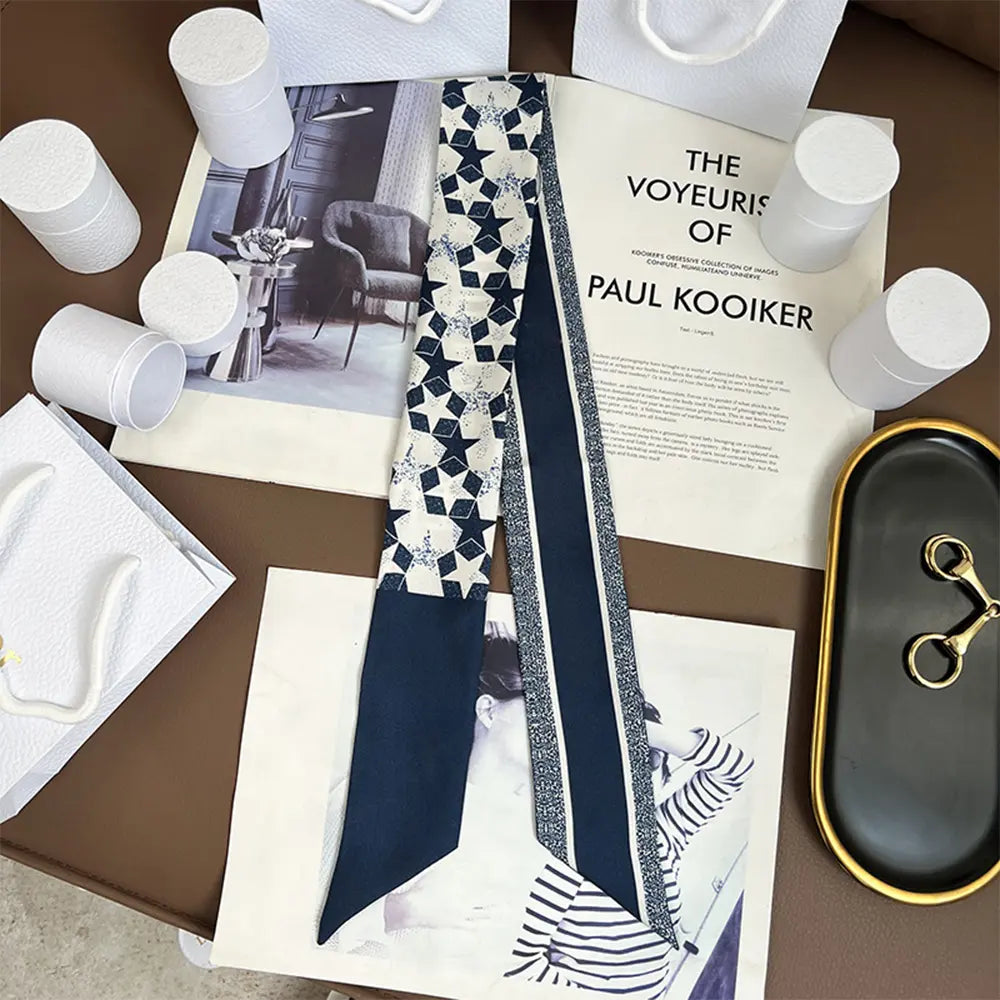 Audingull 100% Silk Skinny Long Scarf