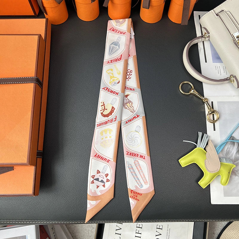 Audingull 100% Silk Skinny Scarf