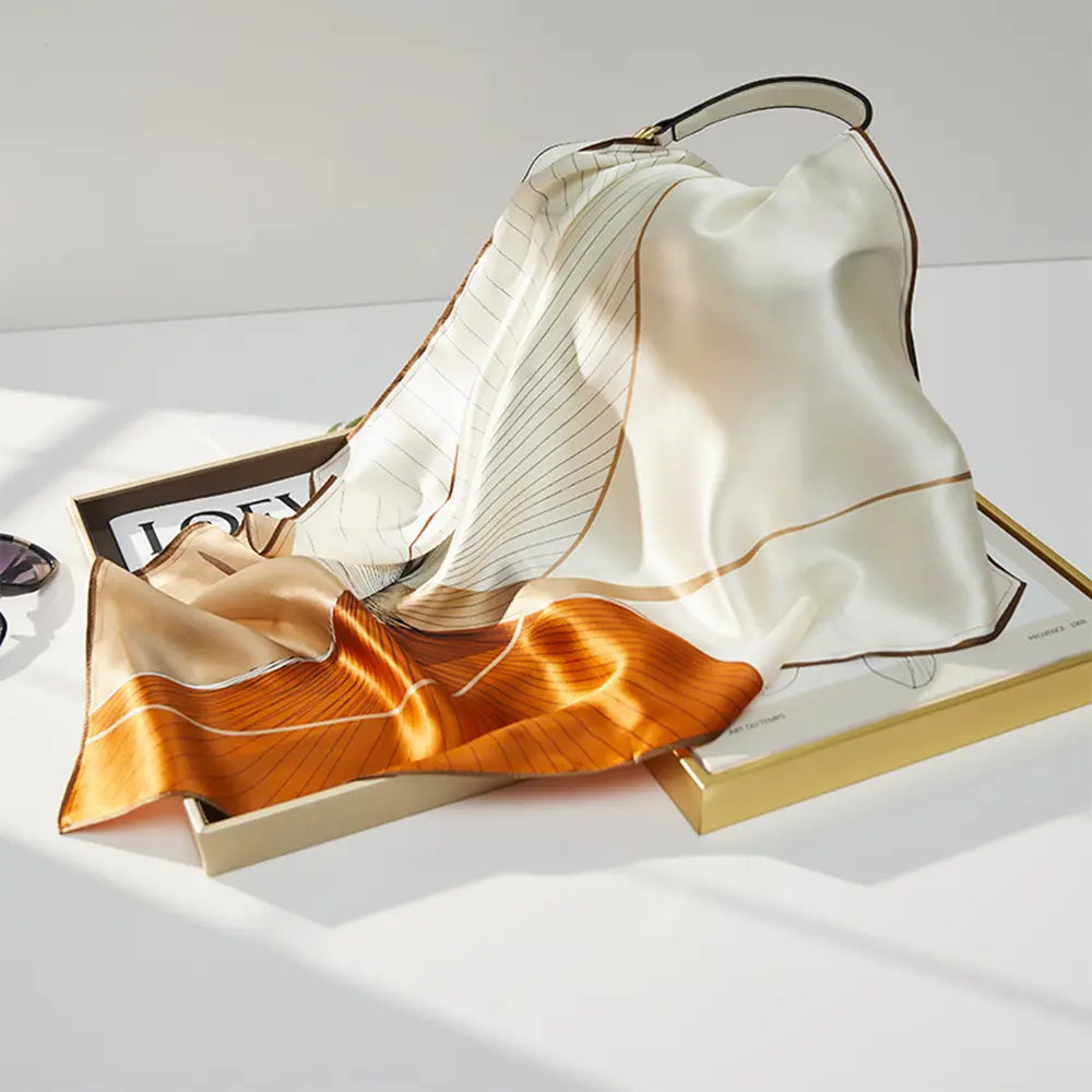Audingull 100% Silk Scarf for Women Square Hair and Neck Scarf
