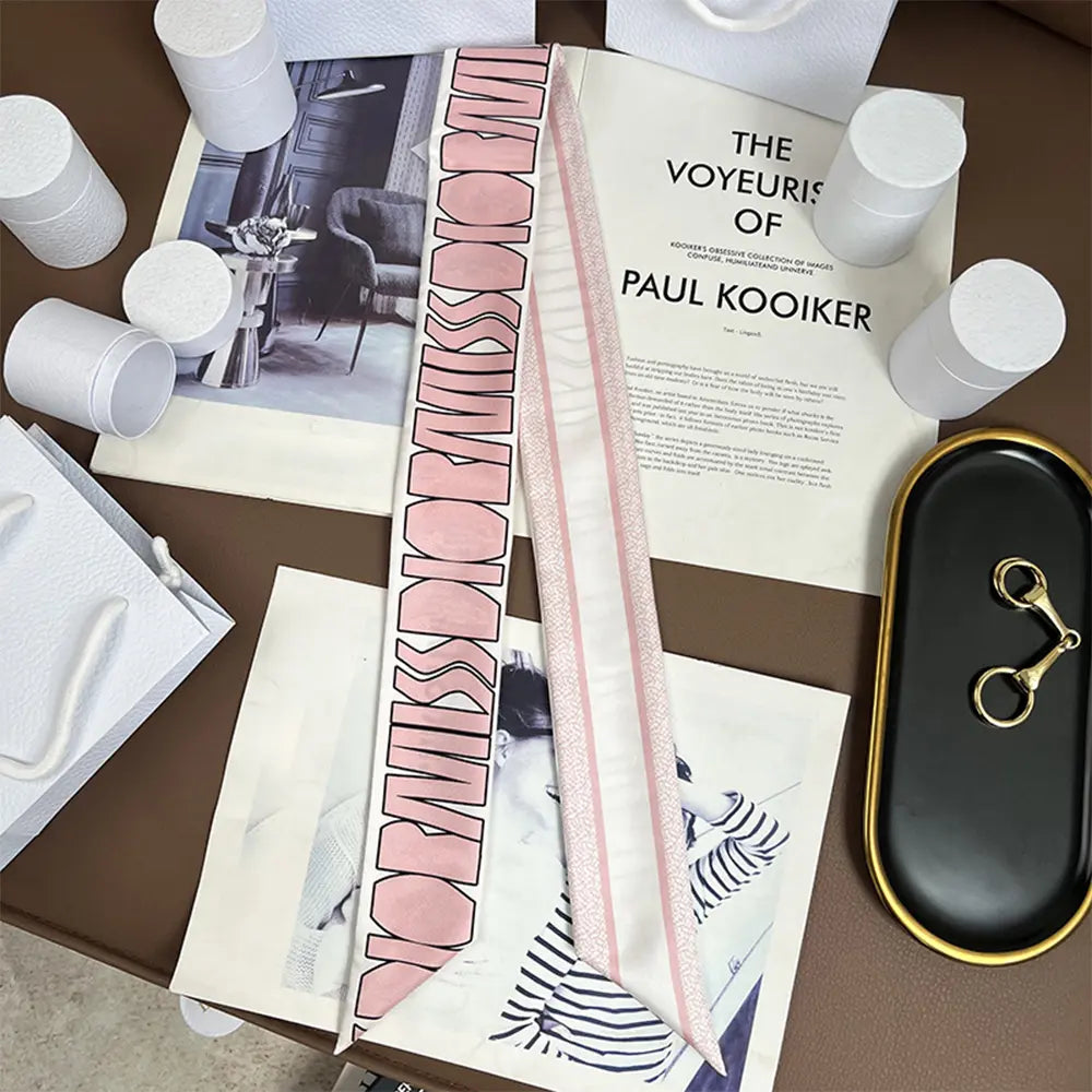 Audingull 100% Silk Skinny Long Scarf