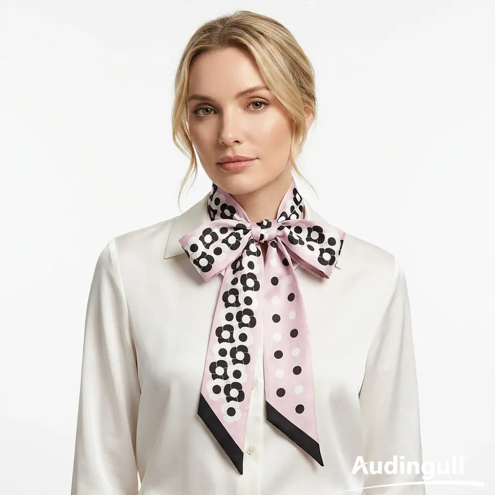 Audingull Smooth 100% Silk Skinny Scarf Women's Hair Scarf