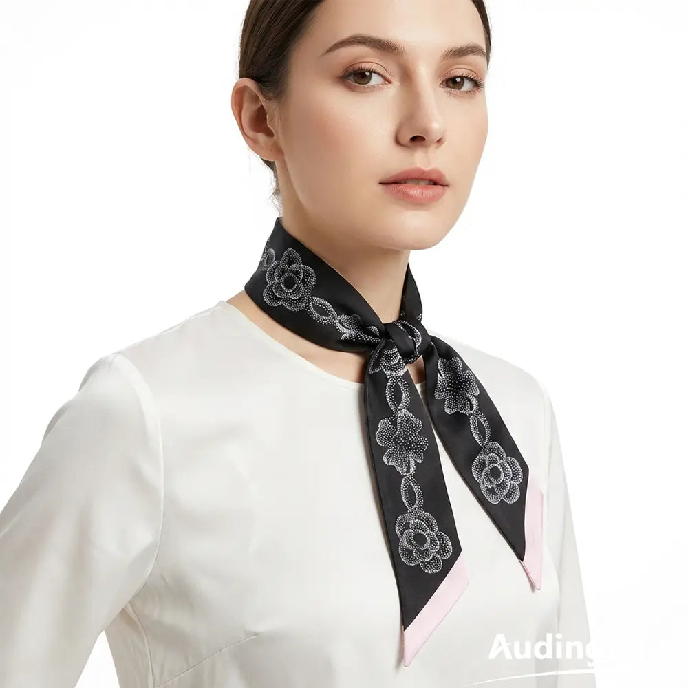 Audingull Smooth 100% Silk Skinny Scarf Women's Hair Scarf