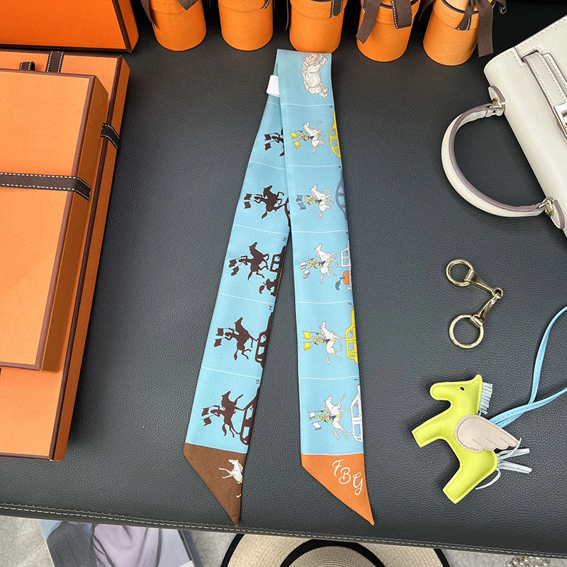 Audingull 100% Silk Skinny Scarf