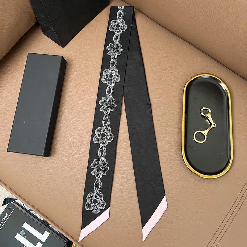 Audingull 100% Mulberry Silk Skinny Scarf