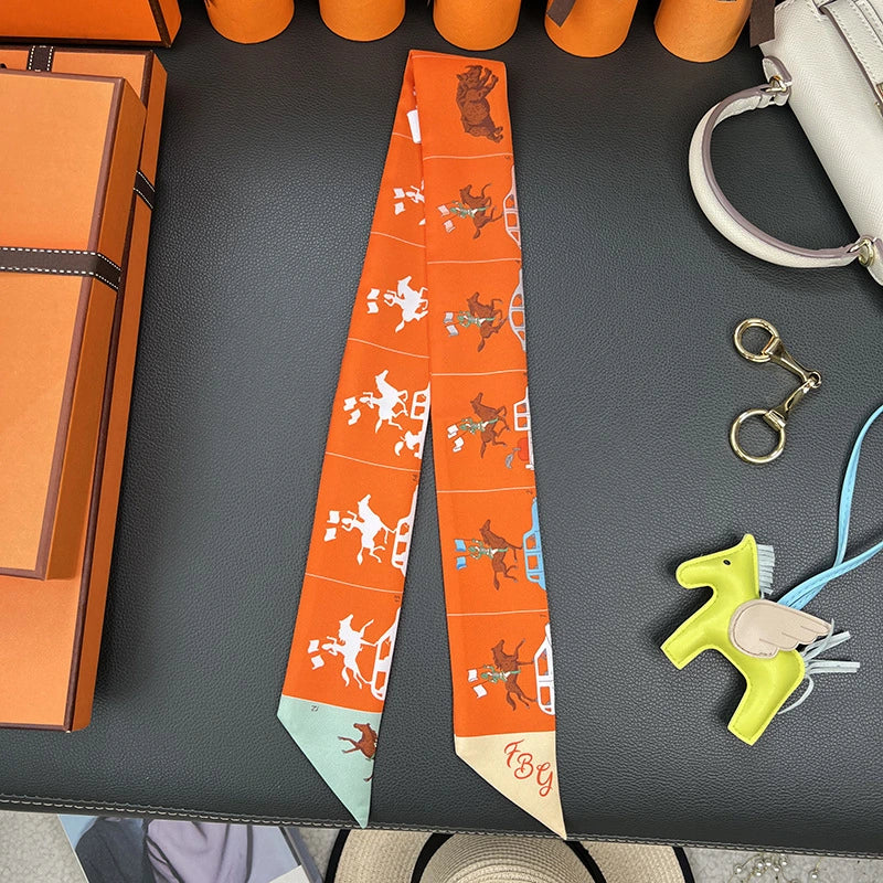 Audingull 100% Silk Skinny Scarf