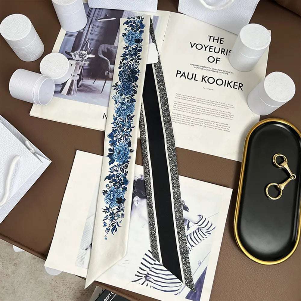 Audingull 100% Silk Skinny Long Scarf