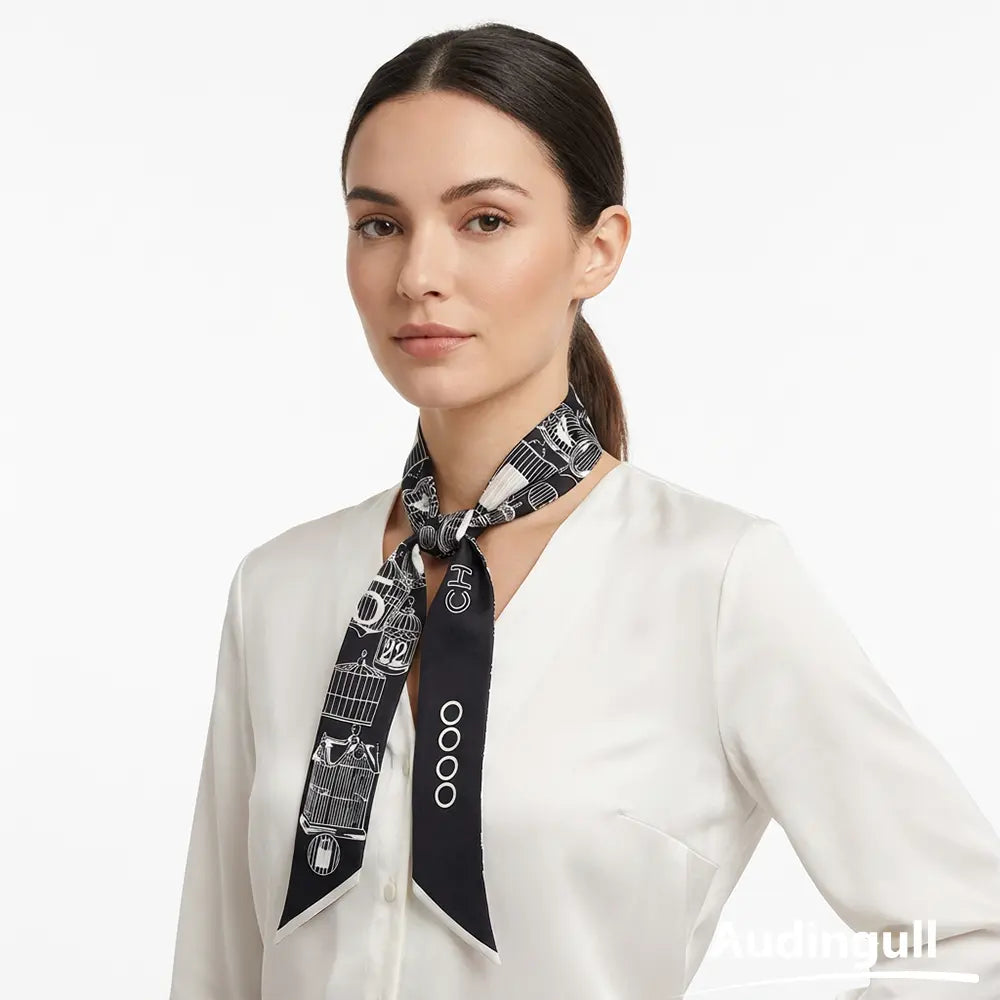 Classic Audingull 100% Silk Skinny Scarf for Women