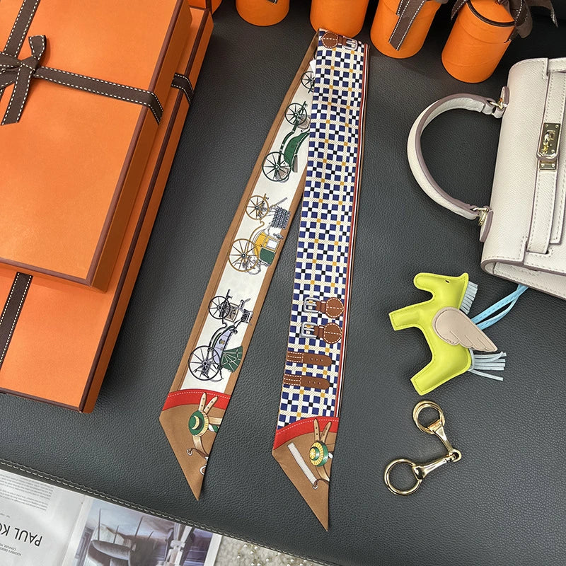 Audingull 100% Silk Skinny Scarf