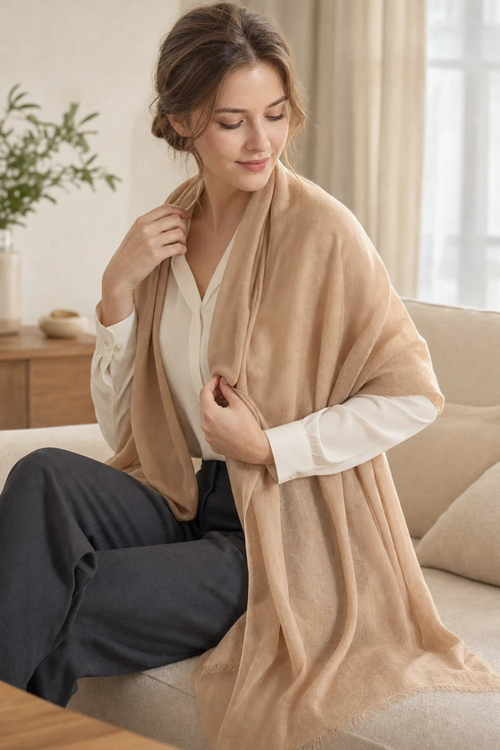 Audingull 100% Cashmere Lightweight Wrap Scarf for Women