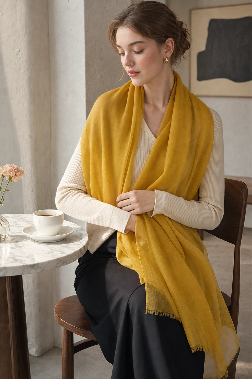Audingull 100% Cashmere Lightweight Wrap Scarf for Women