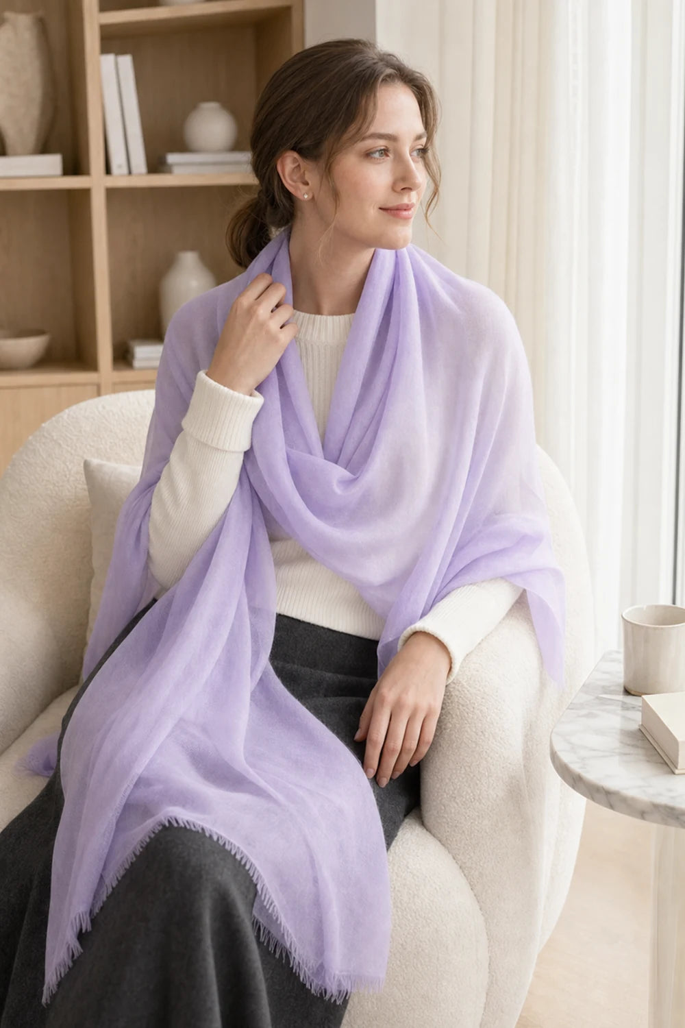 Audingull 100% Cashmere Lightweight Wrap Scarf for Women