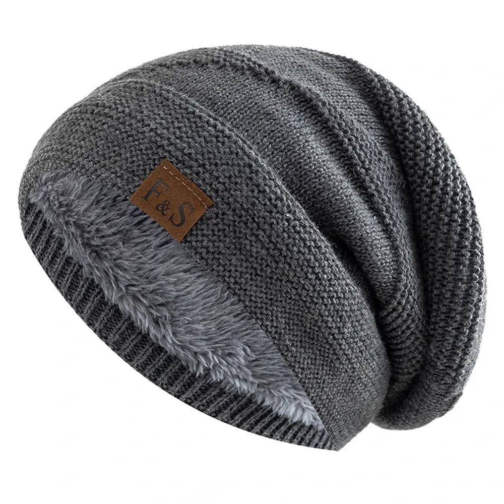 Classic Slouchy Knit Beanie with Soft Fleece Lining
