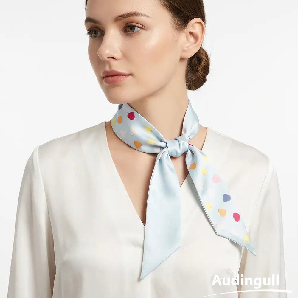 Audingull 100% Mulberry Silk Skinny Scarf