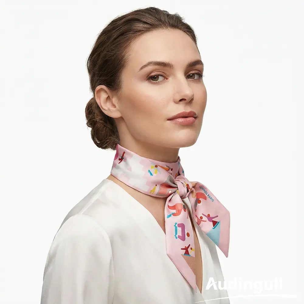 Audingull Soft Hair Scarf 100% Silk Skinny Scarf