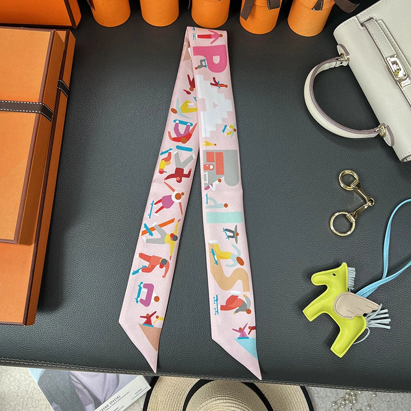 Audingull 100% Silk Skinny Scarf