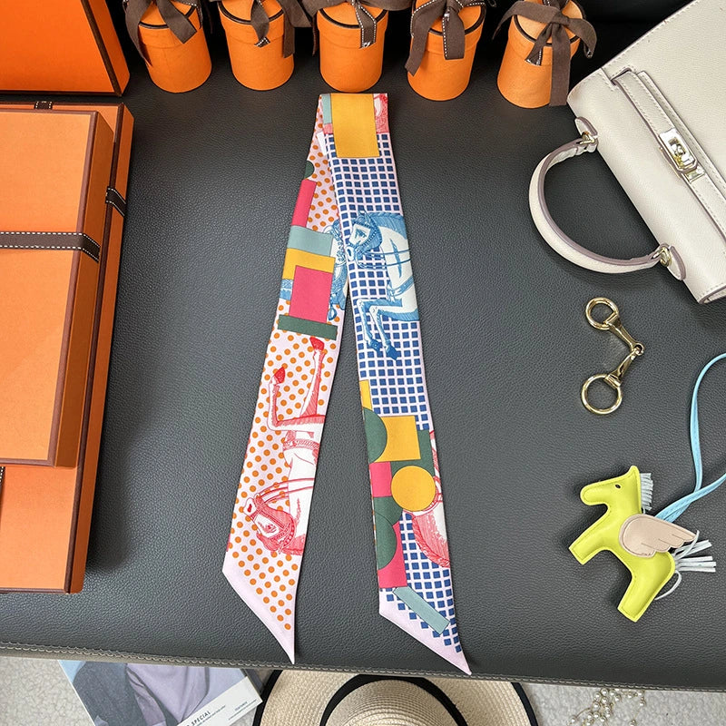 Audingull 100% Silk Skinny Scarf