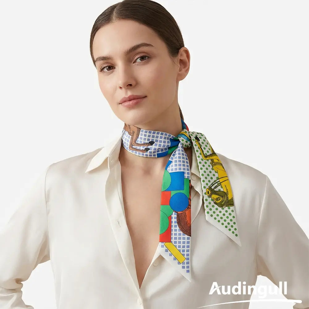 Audingull 100% Silk Skinny Scarf