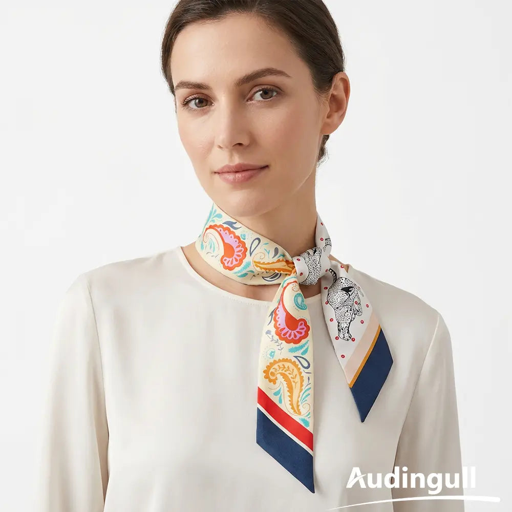 Audingull 100% Silk Skinny Scarf