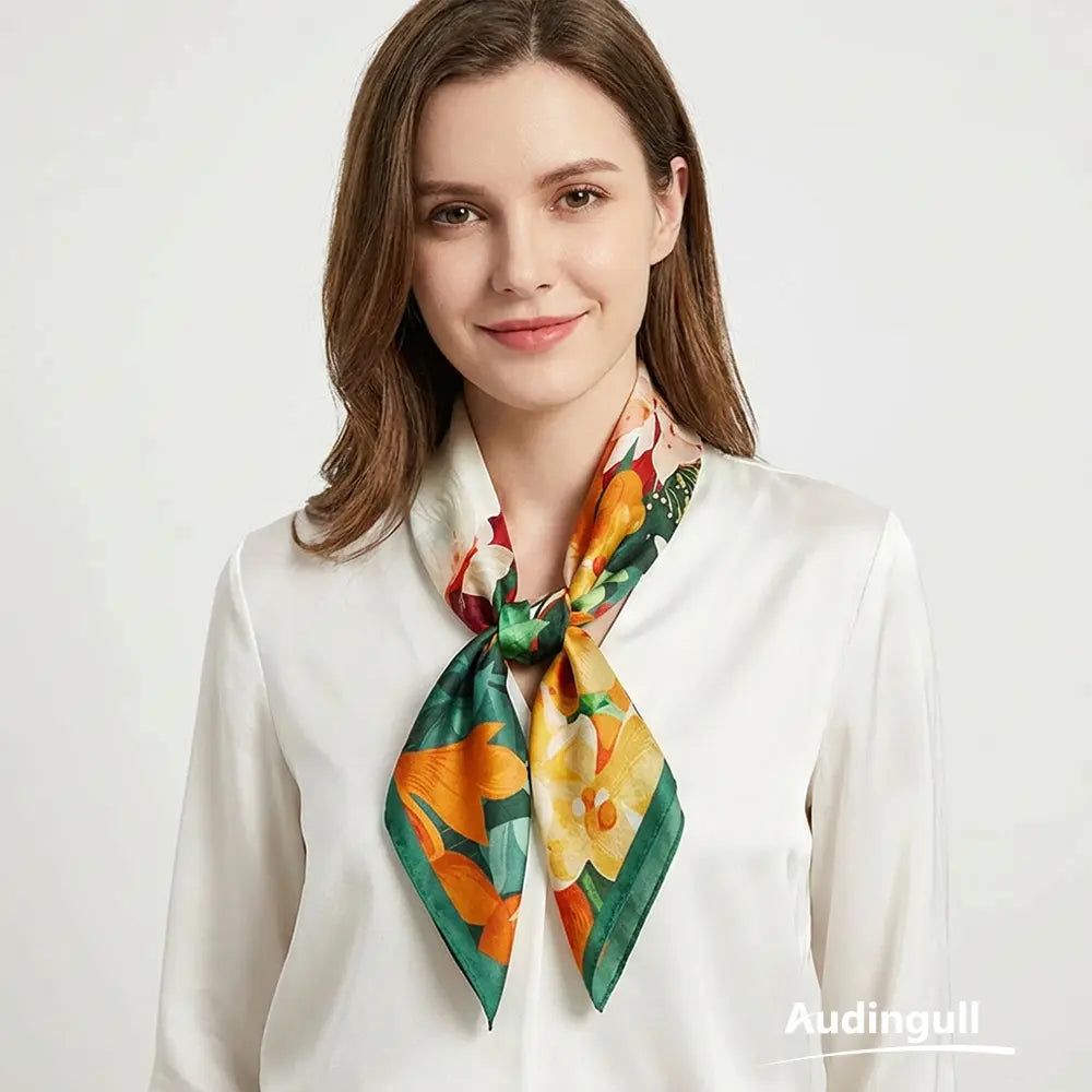 Audingull 100% Mulberry Silk Scarf for Women