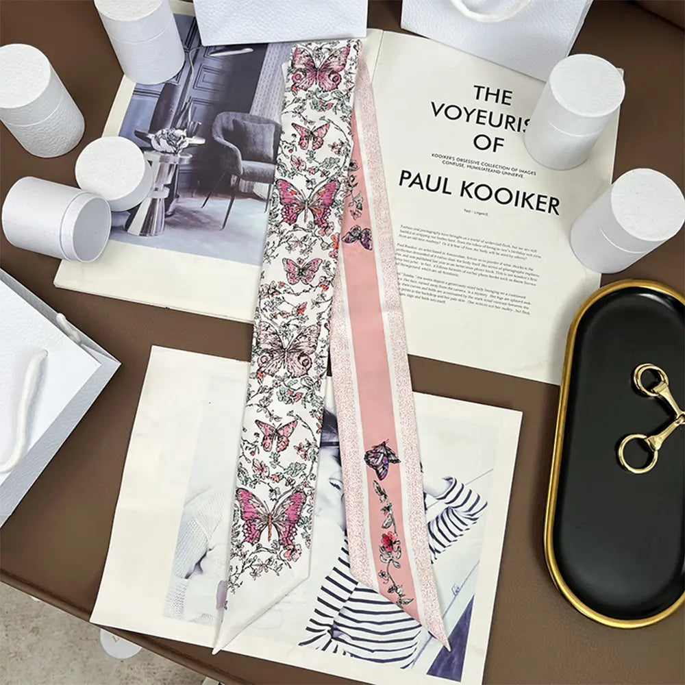 Audingull 100% Silk Skinny Long Scarf