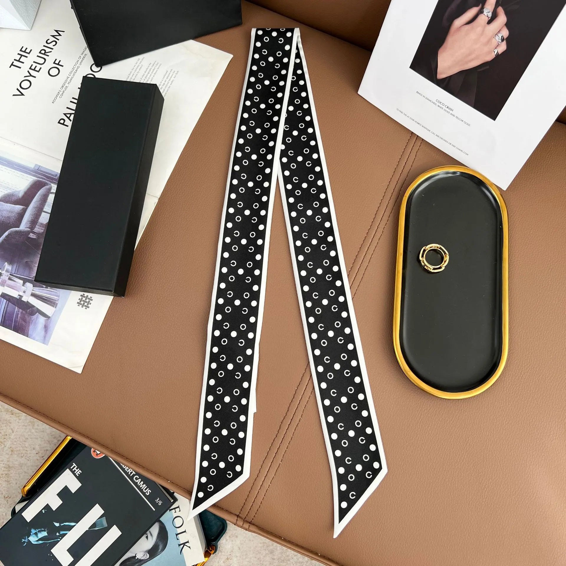 Audingull Breathable 100% Silk Skinny Scarf Hair Ribbon