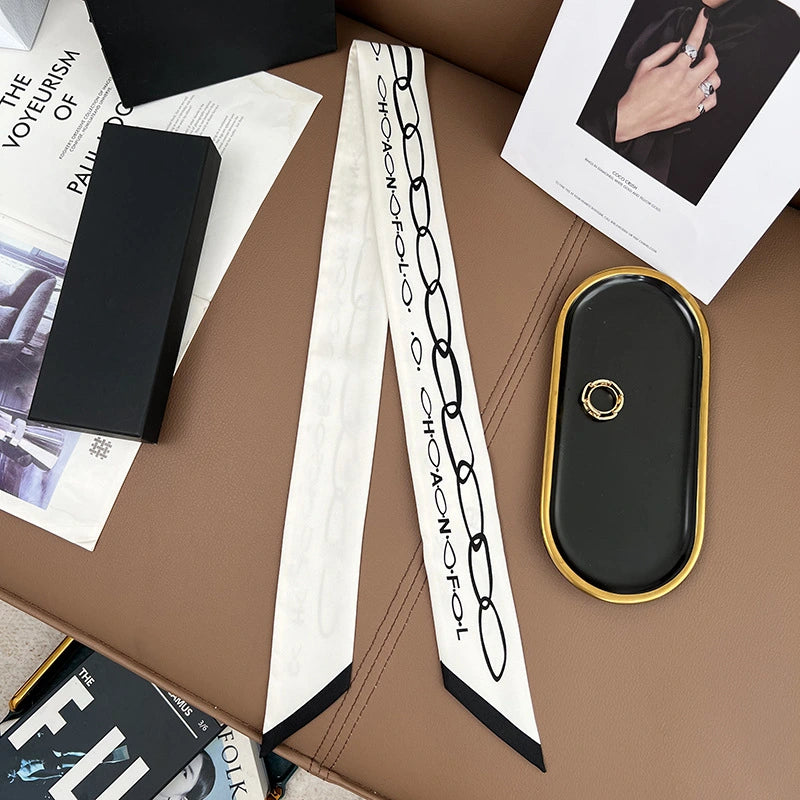 Audingull 100% Mulberry Silk Skinny Scarf