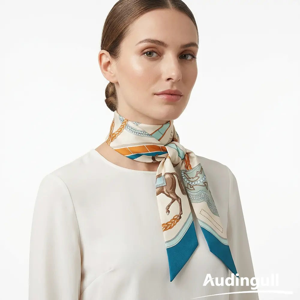 Audingull Smooth Hair Ribbon 100% Silk Skinny Scarf