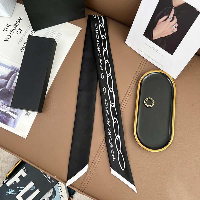 Audingull 100% Mulberry Silk Skinny Scarf